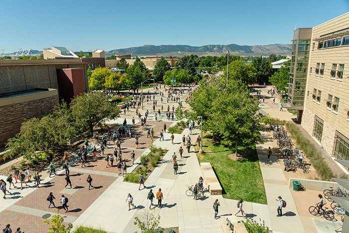 Students walking to and from classes on the Colorado State University campus, September, 13, 2019.